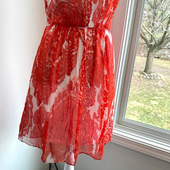 Milly 'Anna' Sz 4 Poppy Red Silk Fit & Flare A-Line Short Cocktail Party Dress - Picture 5 of 10